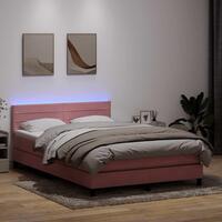 Kontinentalseng med madras 140x210 cm fløjl lyserød