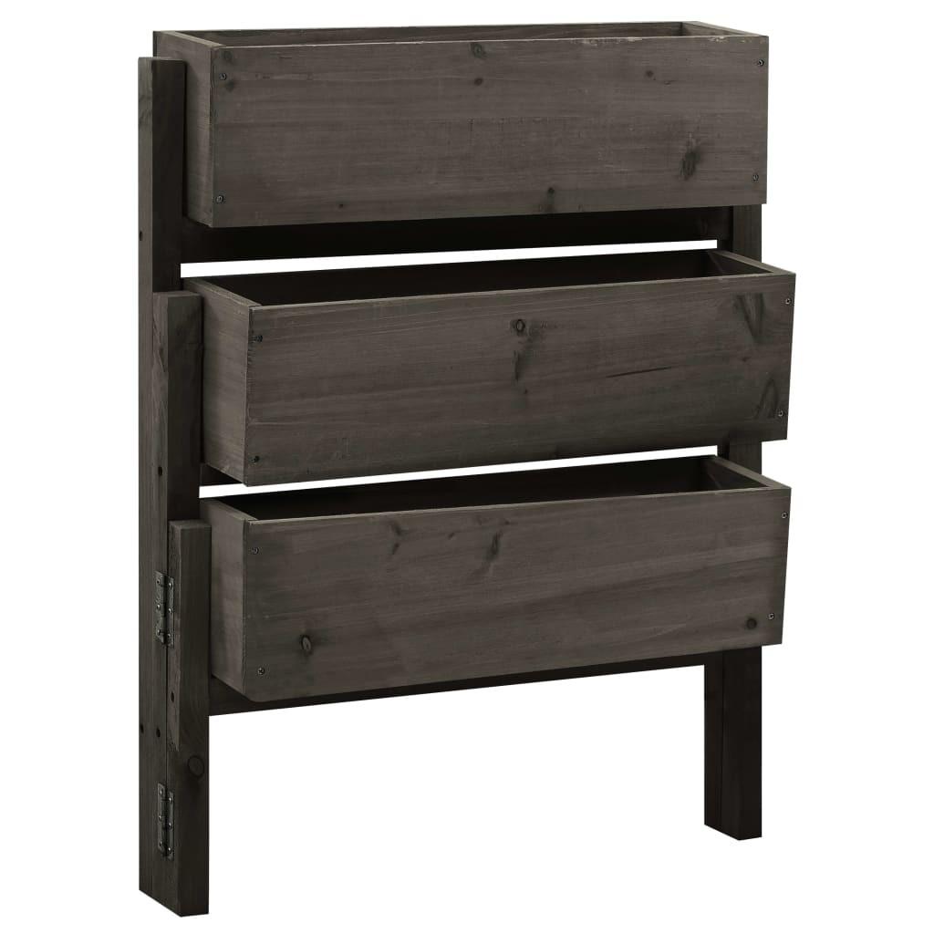 Foldbar plantekasse 60x14x75 cm massivt fyrretræ grå billede