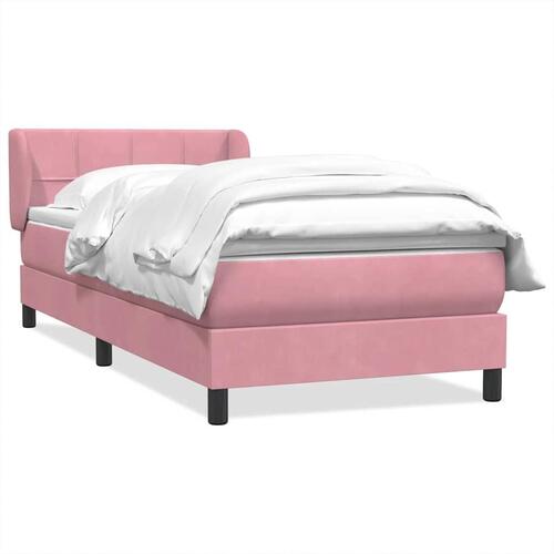 Kontinentalseng med madras lyserød 80x210 cm fløjl