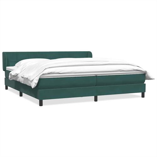 Kontinentalseng med madrasser 200x210 cm fløjl mørkegrøn