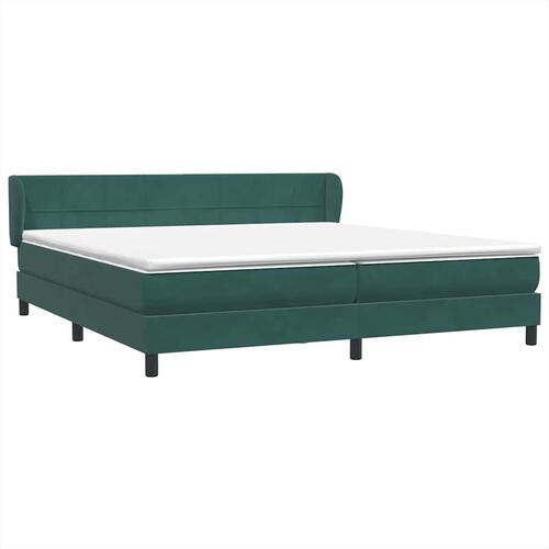 Kontinentalseng med madrasser 200x210 cm fløjl mørkegrøn