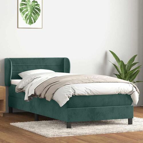 Kontinentalseng med madras mørkegrøn 80x210 cm fløjl