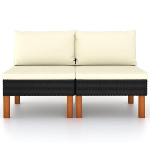 Midterdele til sofa 2 stk. polyrattan og massivt eukalyptustræ