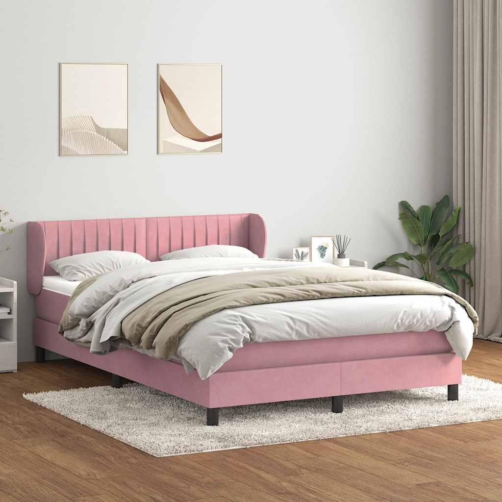 Kontinentalseng med madras 140x210 cm fløjl lyserød