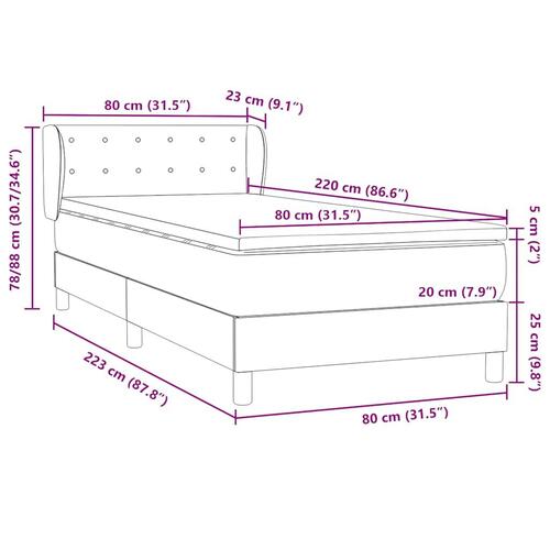 Kontinentalseng med madras lyserød 80x220 cm fløjl