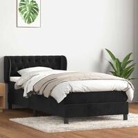 Kontinentalseng med madras sort 80x220 cm fløjl