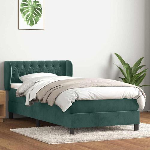 Kontinentalseng med madras 100x210 cm fløjl mørkegrøn
