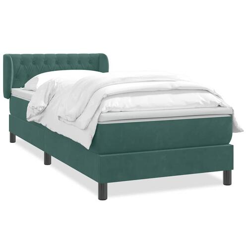 Kontinentalseng med madras 100x210 cm fløjl mørkegrøn