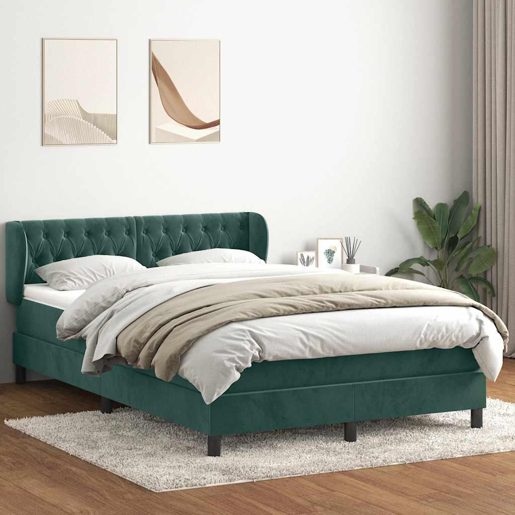 Kontinentalseng med madras 140x220 cm fløjl mørkegrøn