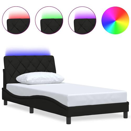 Sengeramme med LED uden madras 100x200 cm stof sort
