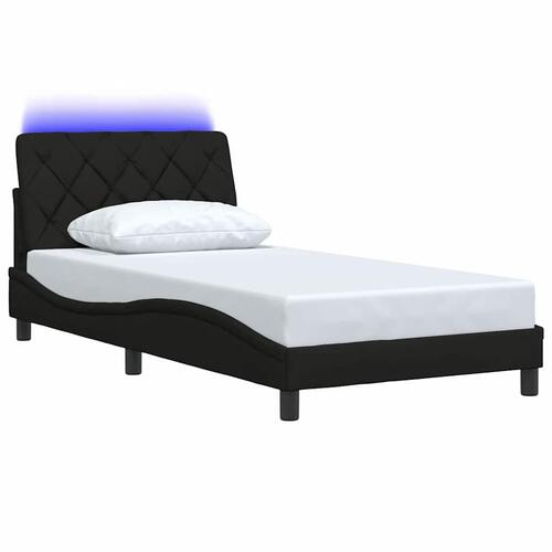 Sengeramme med LED uden madras 100x200 cm stof sort