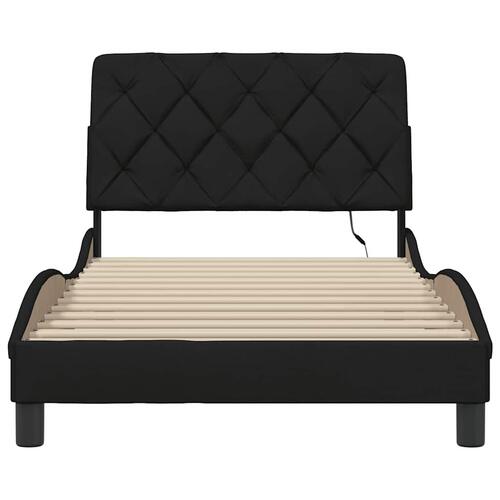Sengeramme med LED uden madras 100x200 cm stof sort