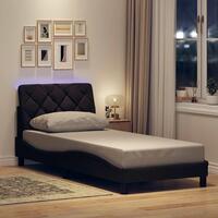 Sengeramme med LED uden madras 90x200 cm stof mørkebrun