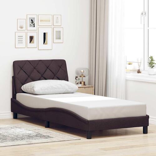 Sengeramme med LED uden madras 90x200 cm stof mørkebrun