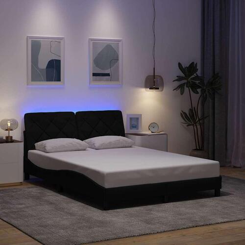 Sengeramme med LED uden madras 120x200 cm stof sort