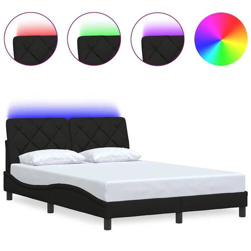 Sengeramme med LED uden madras 120x200 cm stof sort