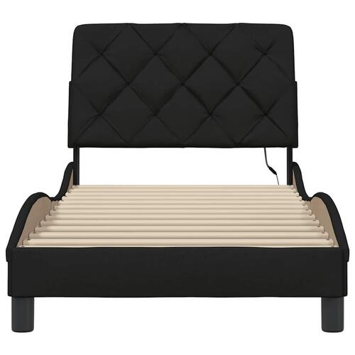 Sengeramme med LED uden madras 90x190 cm stof sort