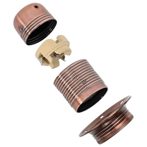 Lampeholdere 2 stk rød bronze E27