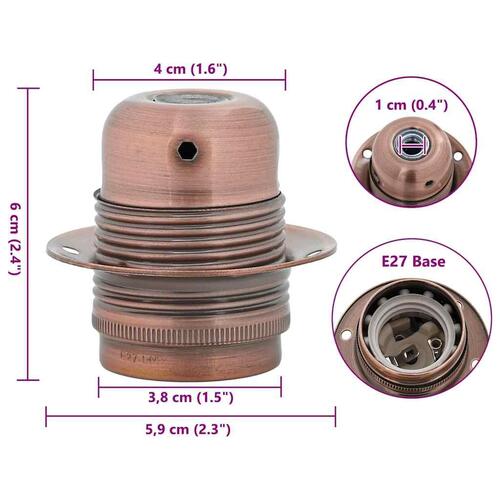 Lampeholdere 2 stk rød bronze E27
