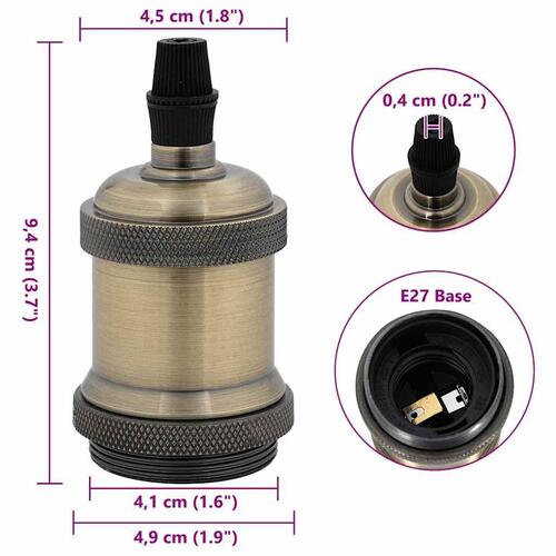 Lampeholdere 2 stk bronze E27