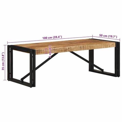 Sofabord 100x50x35 cm massivt ru mangotræ