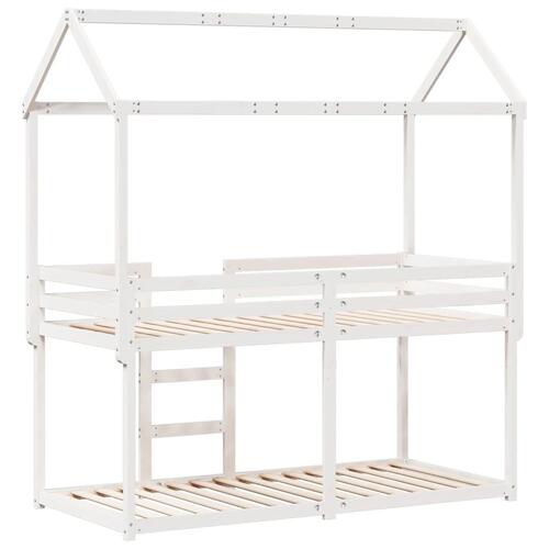 Køjeseng med tag 90x200 cm massivt fyrretræ hvid