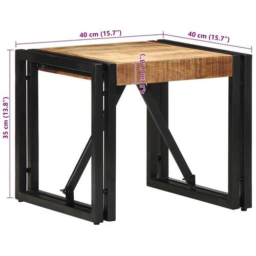 Sofabord 40x40x35 cm massivt ru mangotræ