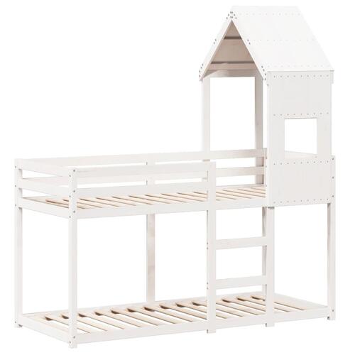 Køjeseng med tag 90x190 cm massivt fyrretræ hvid