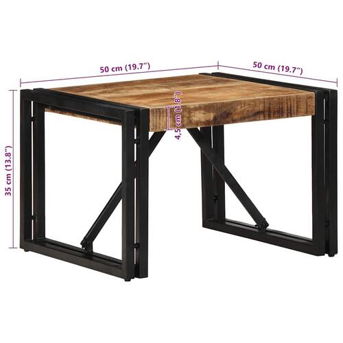 Sofabord 50x50x35 cm massivt ru mangotræ