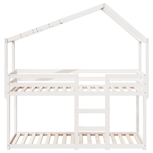 Køjeseng med tag 90x190 cm massivt fyrretræ hvid