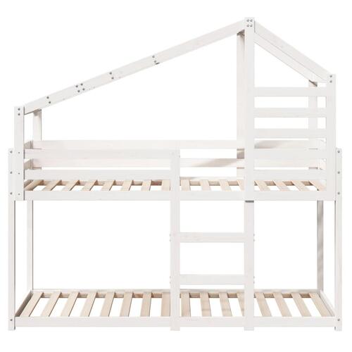 Køjeseng med tag 90x200 cm massivt fyrretræ hvid