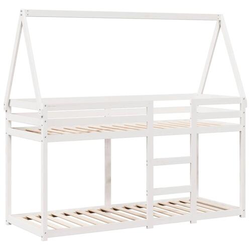 Køjeseng med tag 90x190 cm massivt fyrretræ hvid
