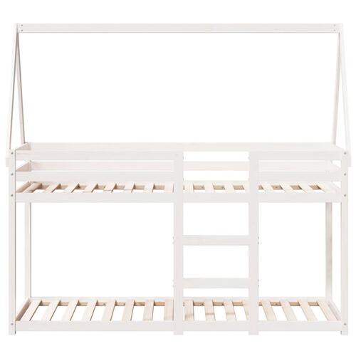 Køjeseng med tag 90x190 cm massivt fyrretræ hvid