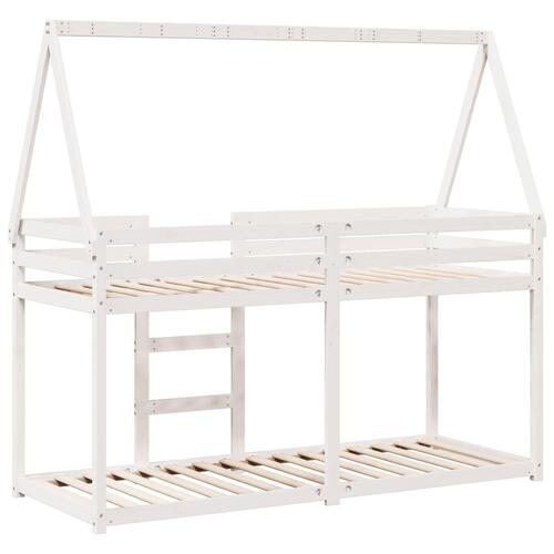 Køjeseng med tag 90x190 cm massivt fyrretræ hvid