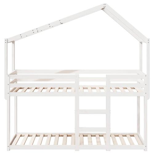 Køjeseng med tag 90x200 cm massivt fyrretræ hvid