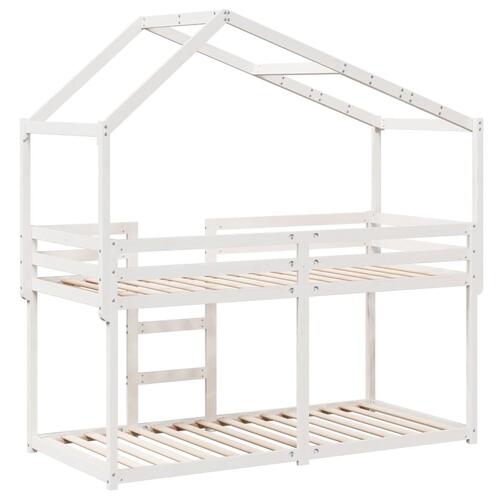 Køjeseng med tag 90x200 cm massivt fyrretræ hvid