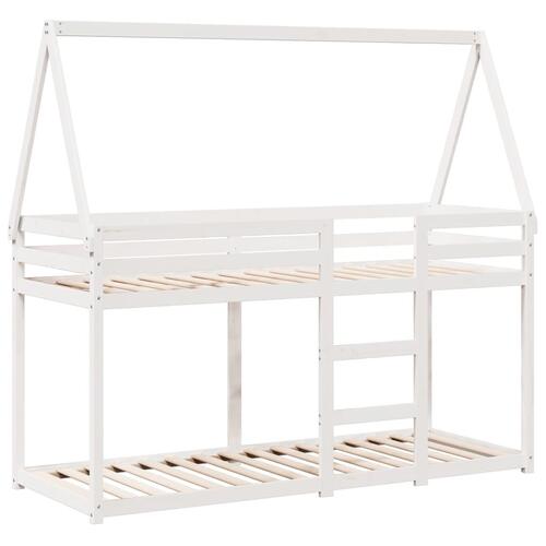 Køjeseng med tag 90x200 cm massivt fyrretræ hvid