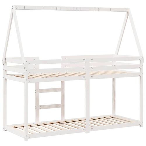 Køjeseng med tag 90x200 cm massivt fyrretræ hvid