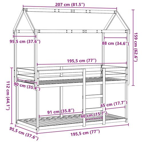 Køjeseng uden madras 90x190 cm massivt fyrretræ