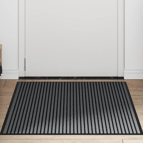 Dørmåtte Stribe Sort og Grå 90x120 cm