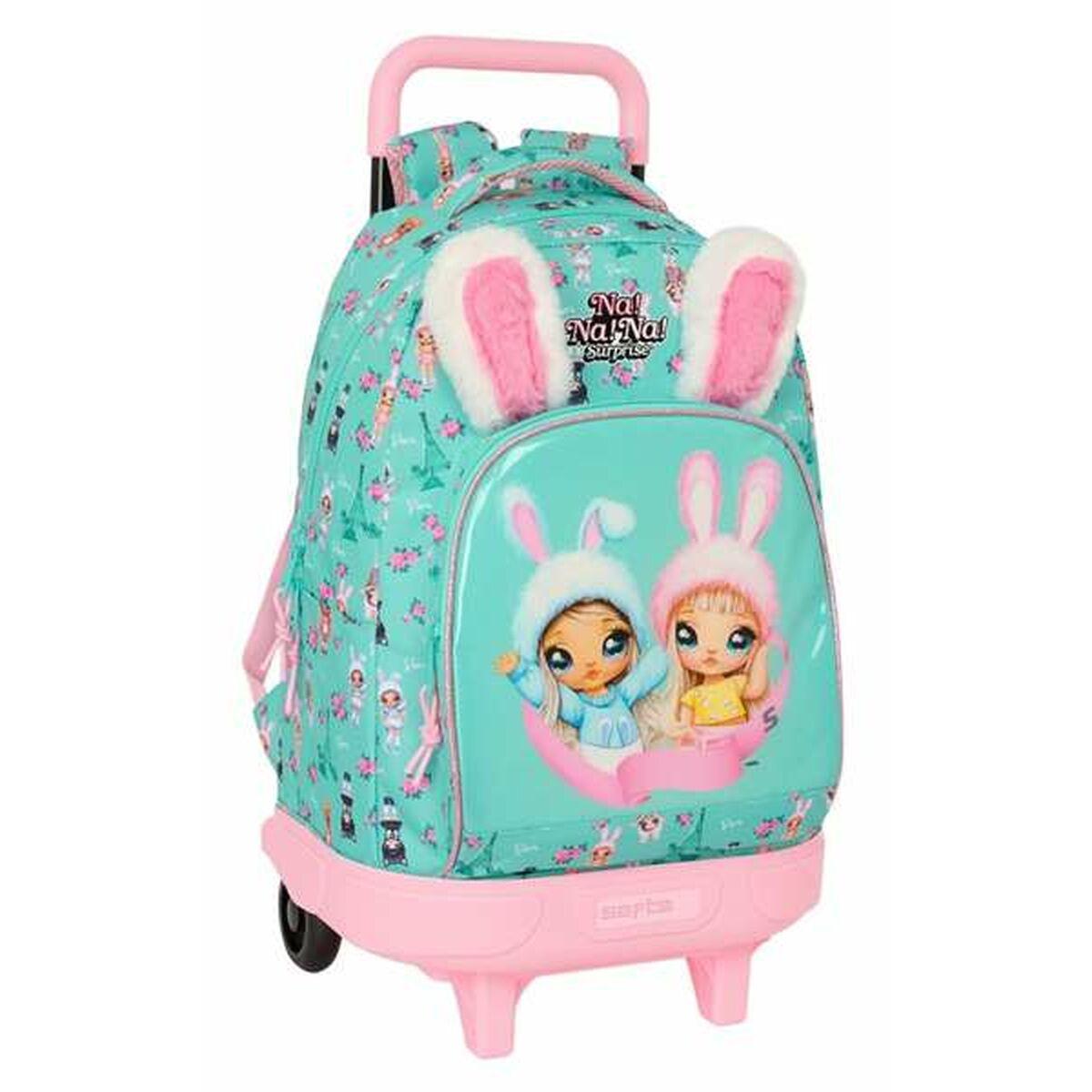 Na!Na!Na! Surprise skoletaske Bunny - pink/turkis, 33 × 45 × 22 cm