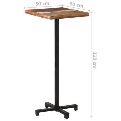 Bistrobord 50x50x110 cm firkantet massivt genbrugstræ