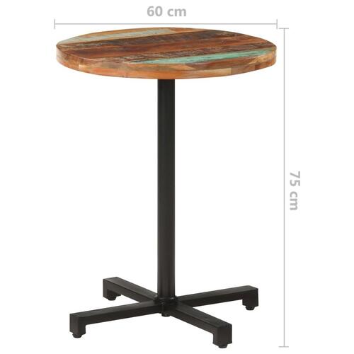 Bistrobord Ø60x75 cm rundt massivt genbrugstræ