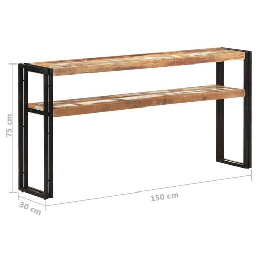 Konsolbord 150x30x75 cm massivt genbrugstræ