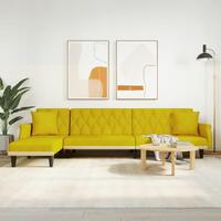 Sovesofa med chaiselong 271x140x70 cm velour gul
