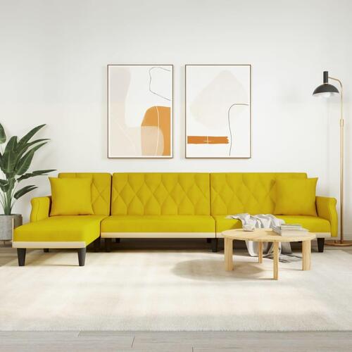 Sovesofa med chaiselong 271x140x70 cm velour gul