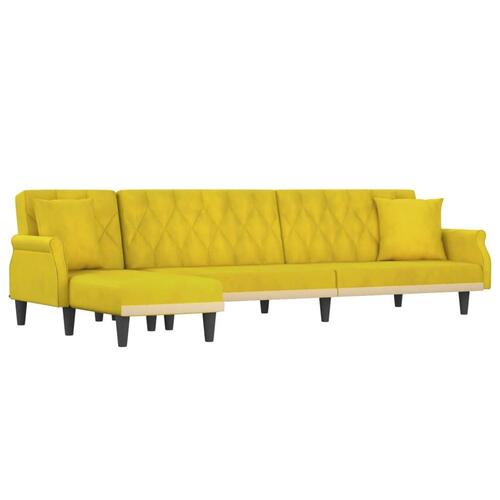 Sovesofa med chaiselong 271x140x70 cm velour gul