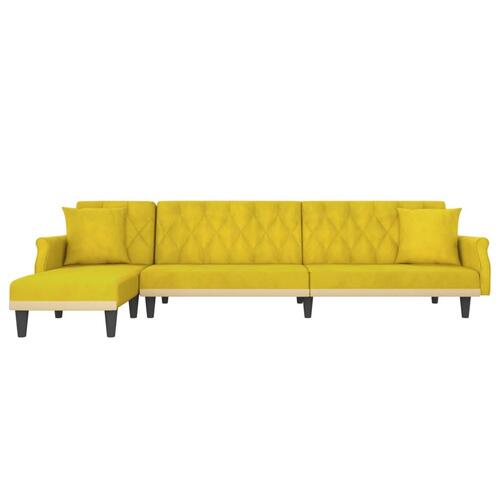 Sovesofa med chaiselong 271x140x70 cm velour gul