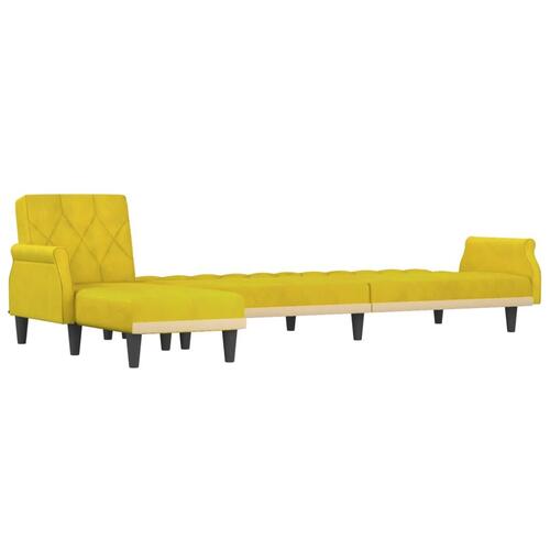 Sovesofa med chaiselong 271x140x70 cm velour gul