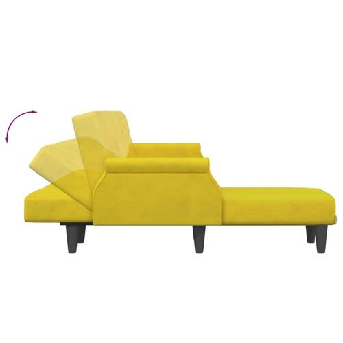 Sovesofa med chaiselong 271x140x70 cm velour gul